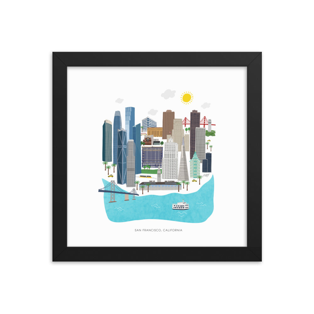 Illustration de San Francisco - Impression mate encadrée