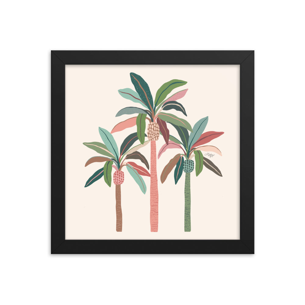 Illustration de palmiers (palette neutre) - Impression mate encadrée