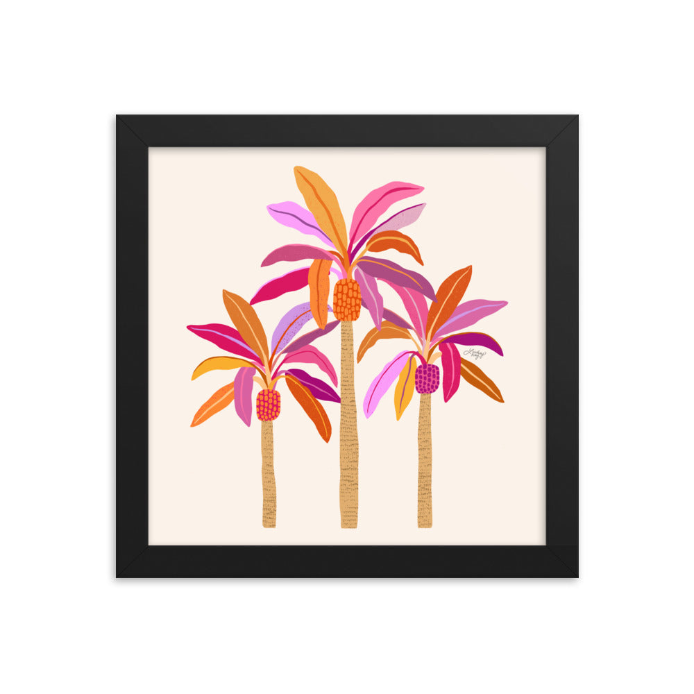Ilustración de palmeras (paleta cálida) - Impresión mate enmarcada