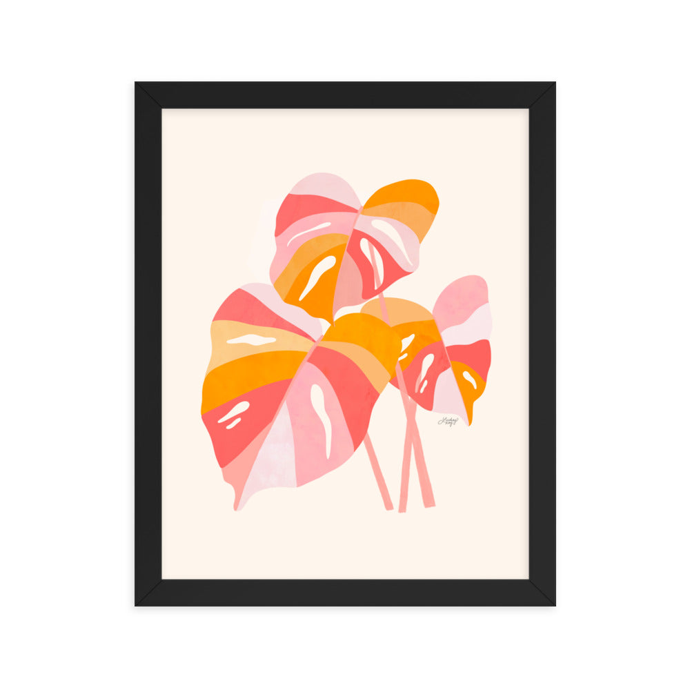 Monstera Plant (Warm Palette) - Impression mate encadrée