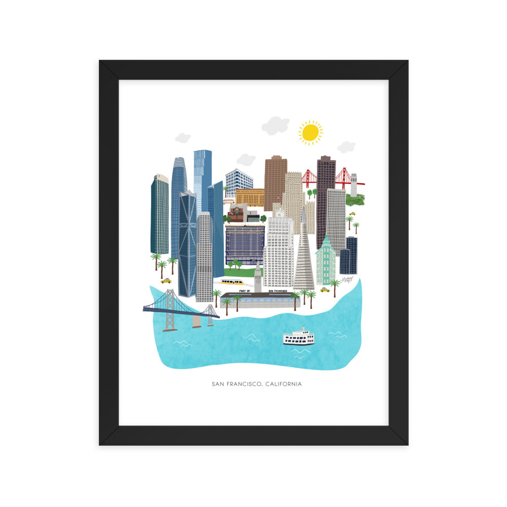Illustration de San Francisco - Impression mate encadrée