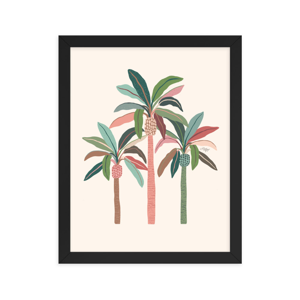 Illustration de palmiers (palette neutre) - Impression mate encadrée