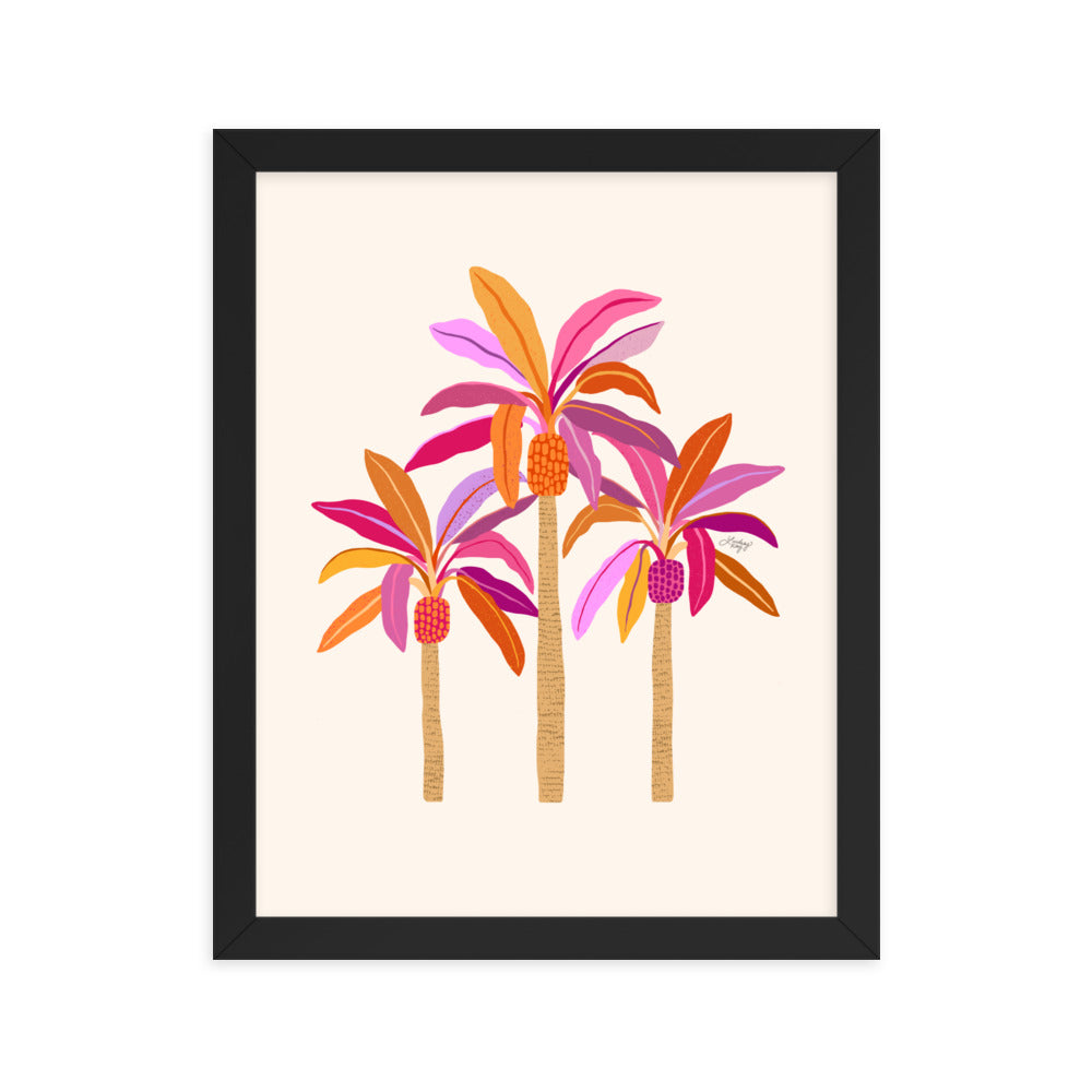 Palm Trees Illustration (Warm Palette) - Framed Matte Print