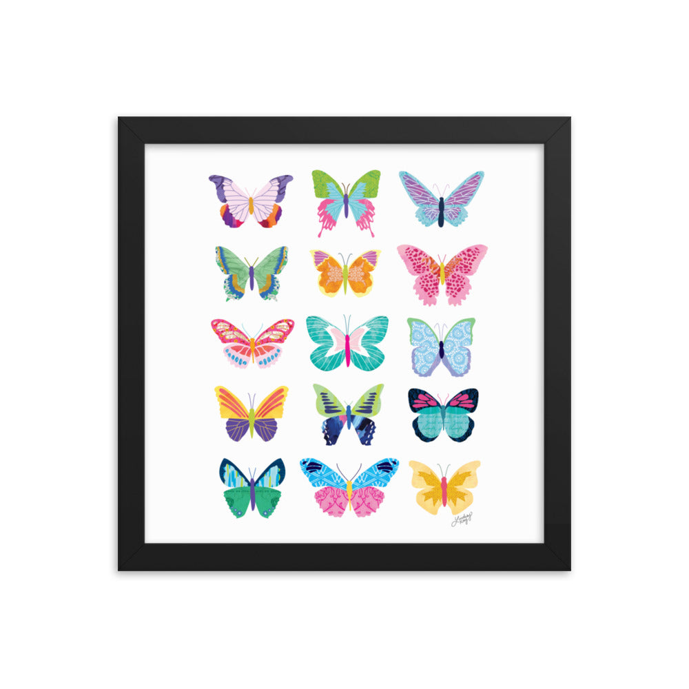 Colorful Butterflies Collage - Framed Matte Print - Lindsey Kay Collective
