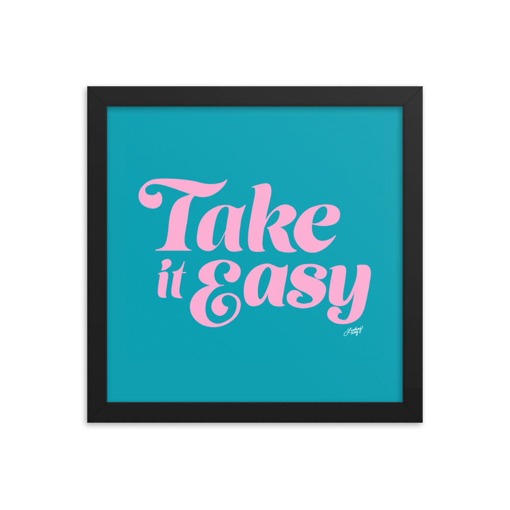Take it Easy (Pink/Blue Palette - Framed Matte Print - Lindsey Kay Collective