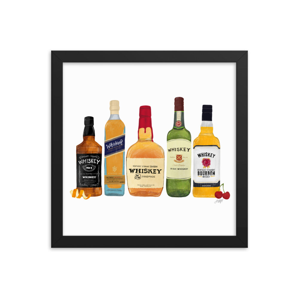 Whiskey Bottlees - Framed Matte Print - Lindsey Kay Collective