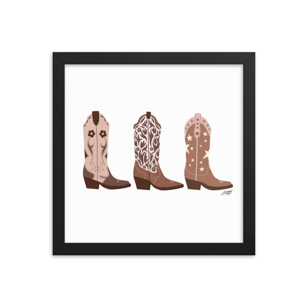 Illustration de bottes de cowboy (palette brune) - Impression mate encadrée