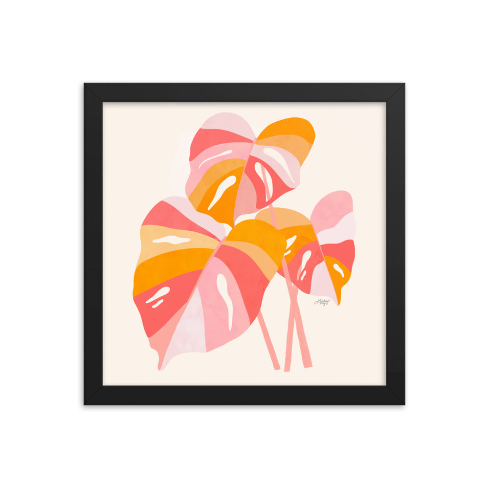 Monstera Plant (Warm Palette) - Impression mate encadrée