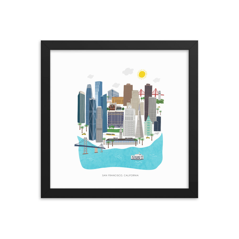 Illustration de San Francisco - Impression mate encadrée