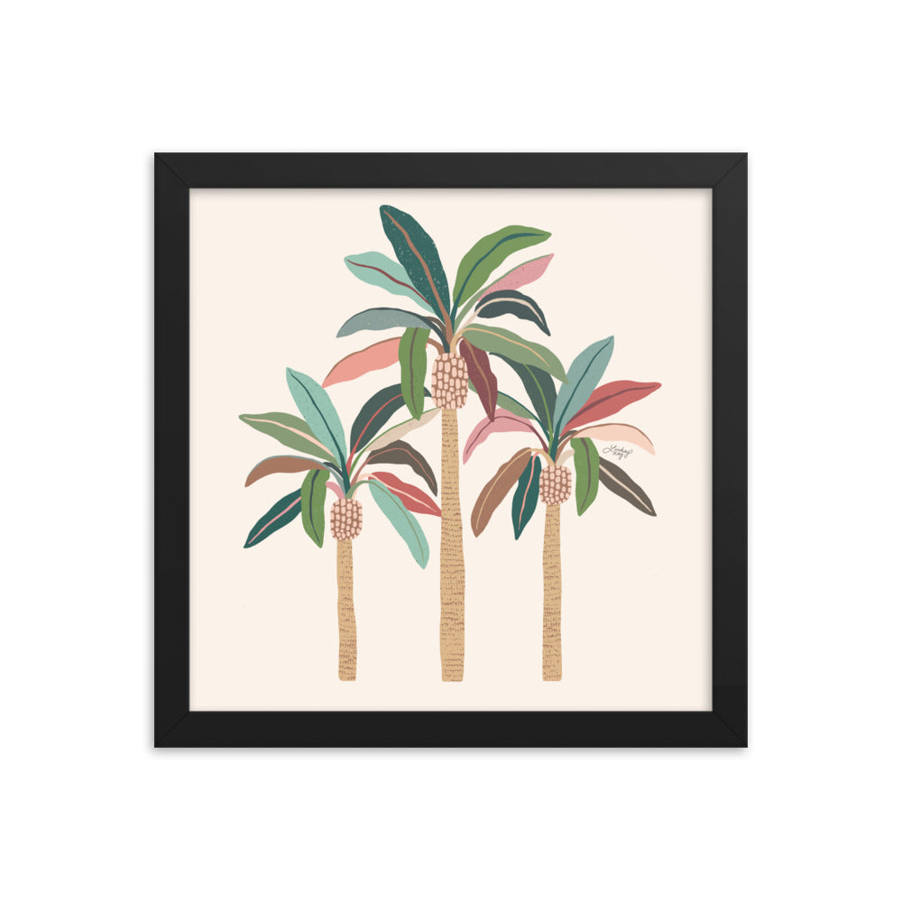 Palm Trees Illustration (Neutral Palette) - Framed Matte Print