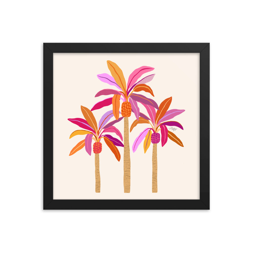 Palm Trees Illustration (Warm Palette) - Framed Matte Print
