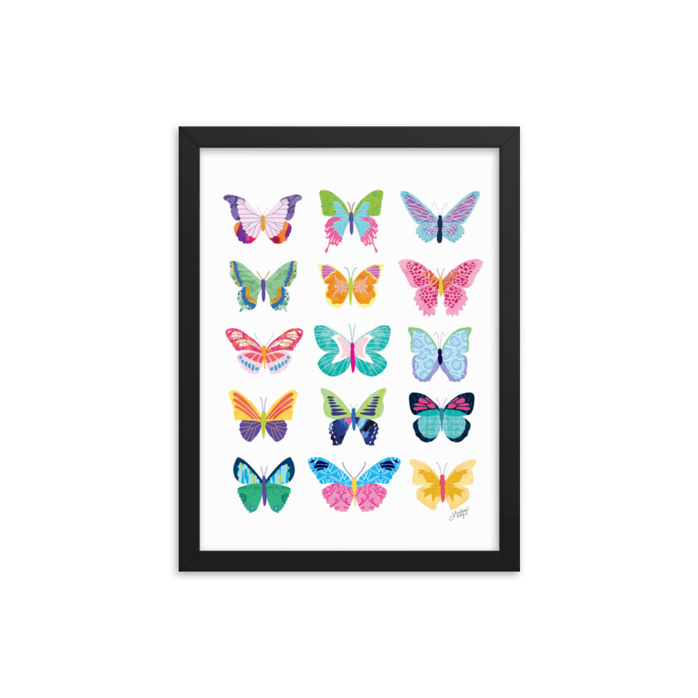 Colorful Butterflies Collage - Framed Matte Print - Lindsey Kay Collective