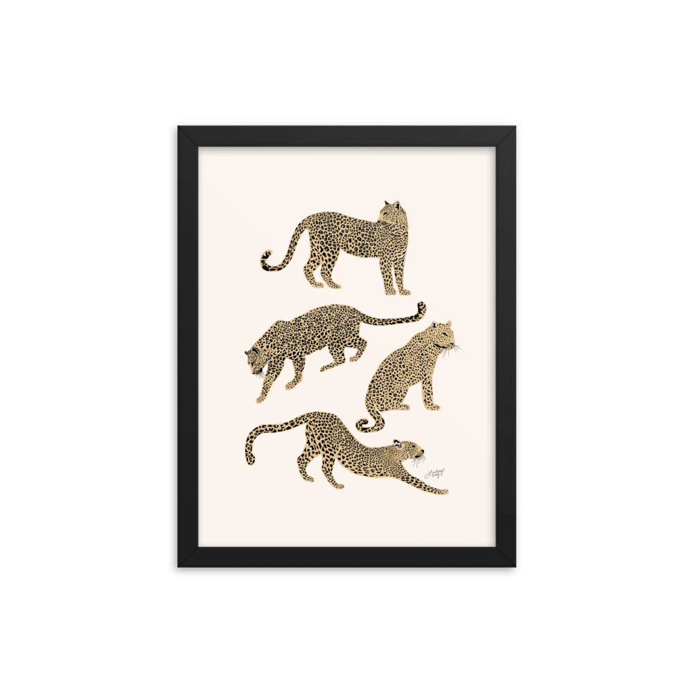 Leopards Illustration (Tan Palette) - Framed Matte Print - Lindsey Kay Collective
