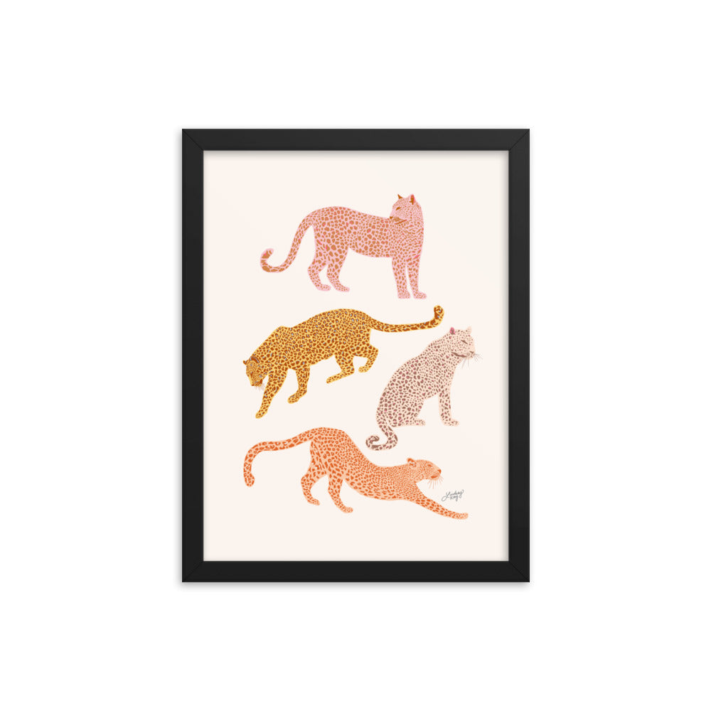 Leopards Illustration (Warm Palette) - Framed Matte Print - Lindsey Kay Collective