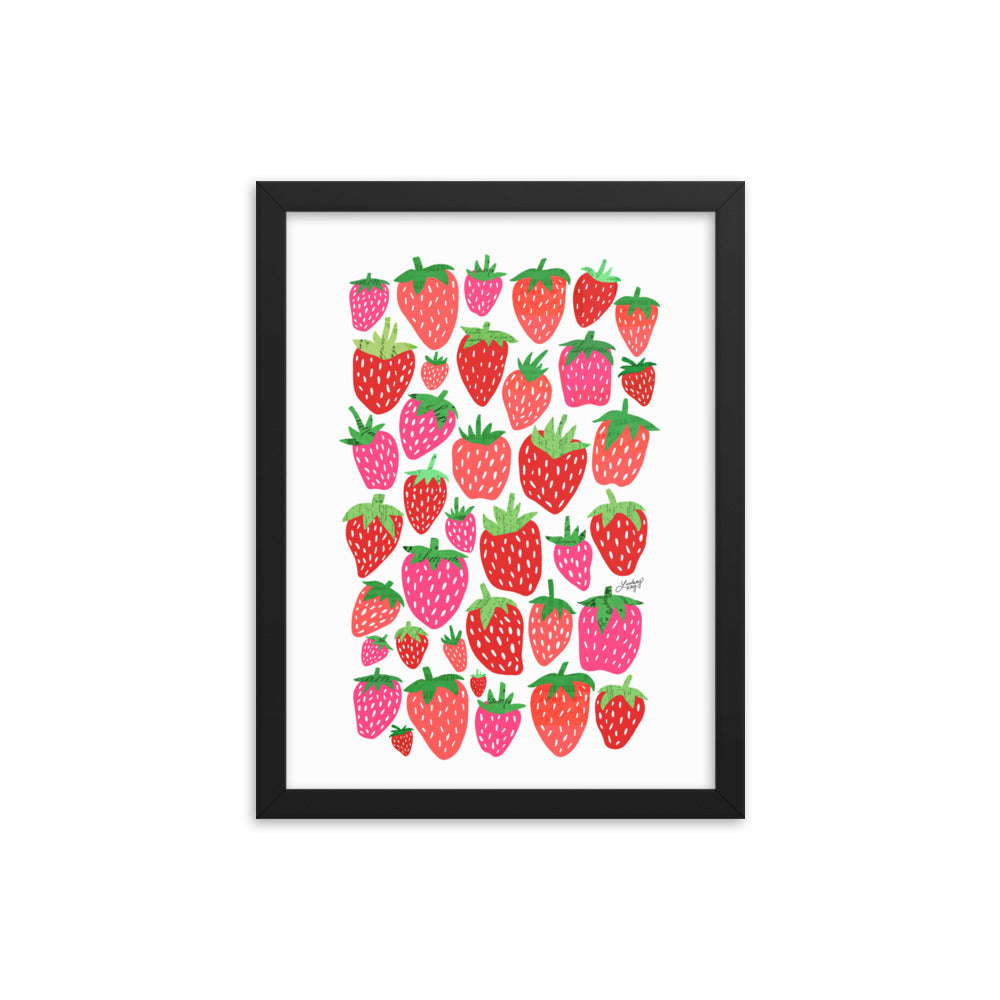 Illustration de fraises - Impression mate encadrée