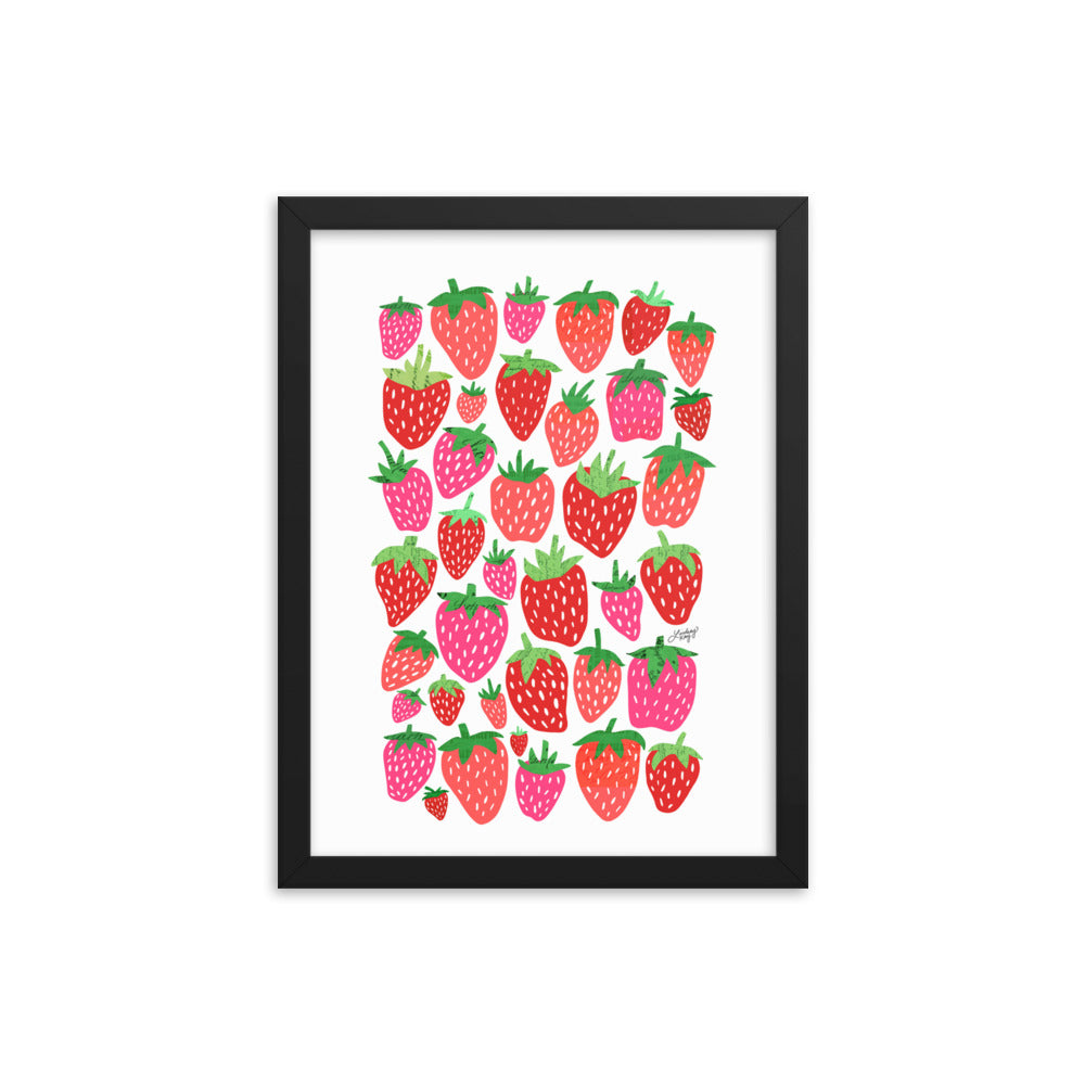 Strawberries Illustration - Framed Matte Print