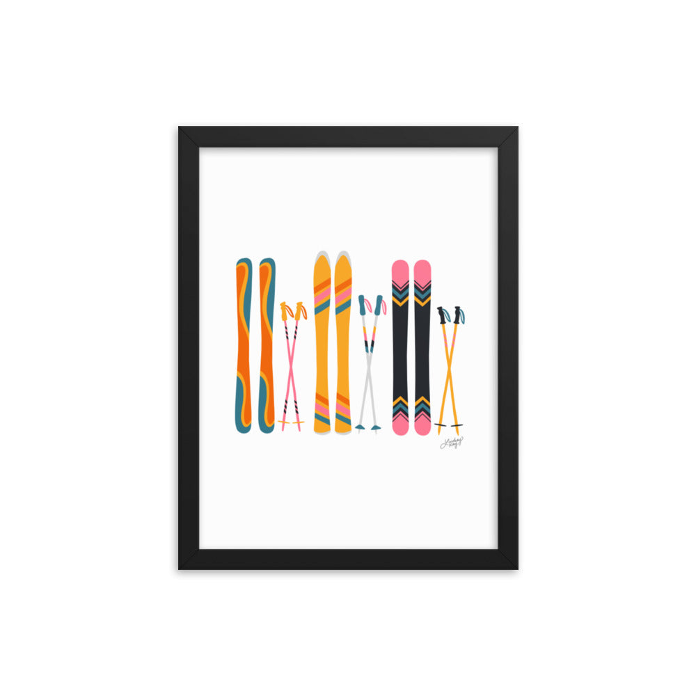 Illustration de ski (palette rétro) - Impression artistique encadrée