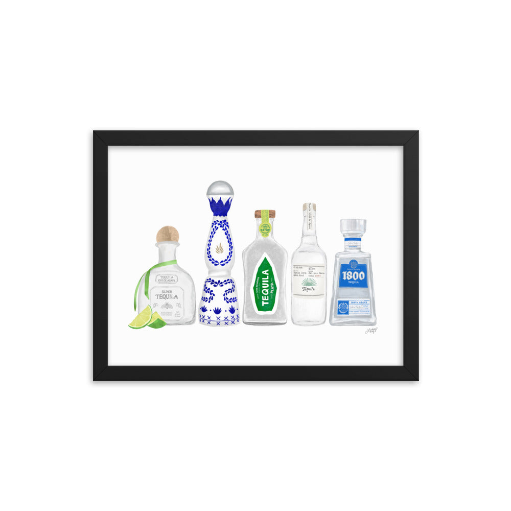 Illustration de bouteilles de tequila - Impression mate encadrée
