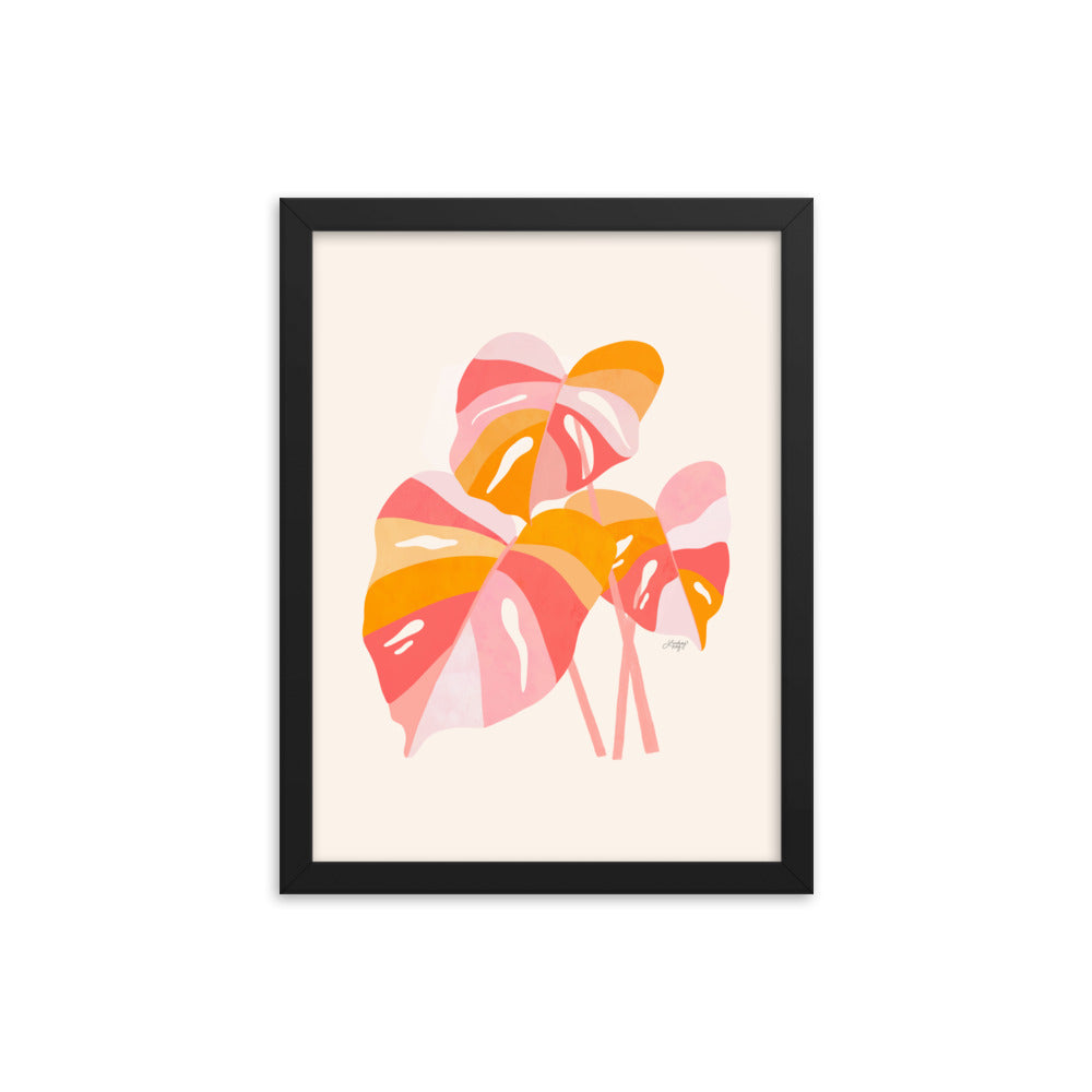 Monstera Plant (Warm Palette) - Framed Matte Print