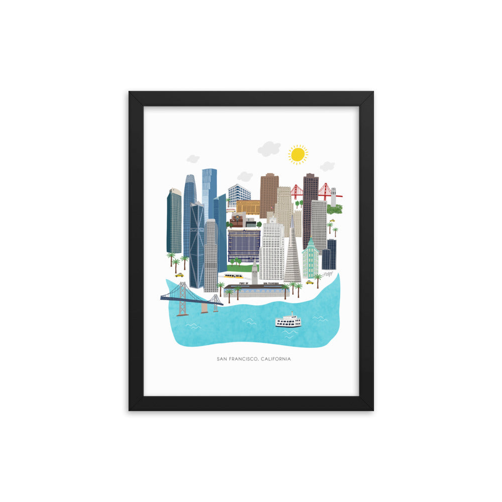 Illustration de San Francisco - Impression mate encadrée