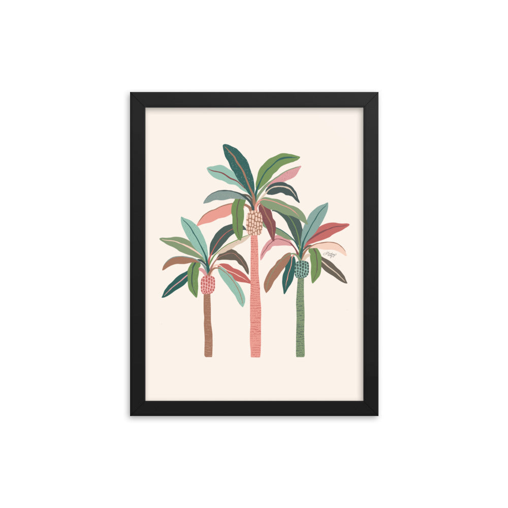 Illustration de palmiers (palette neutre) - Impression mate encadrée