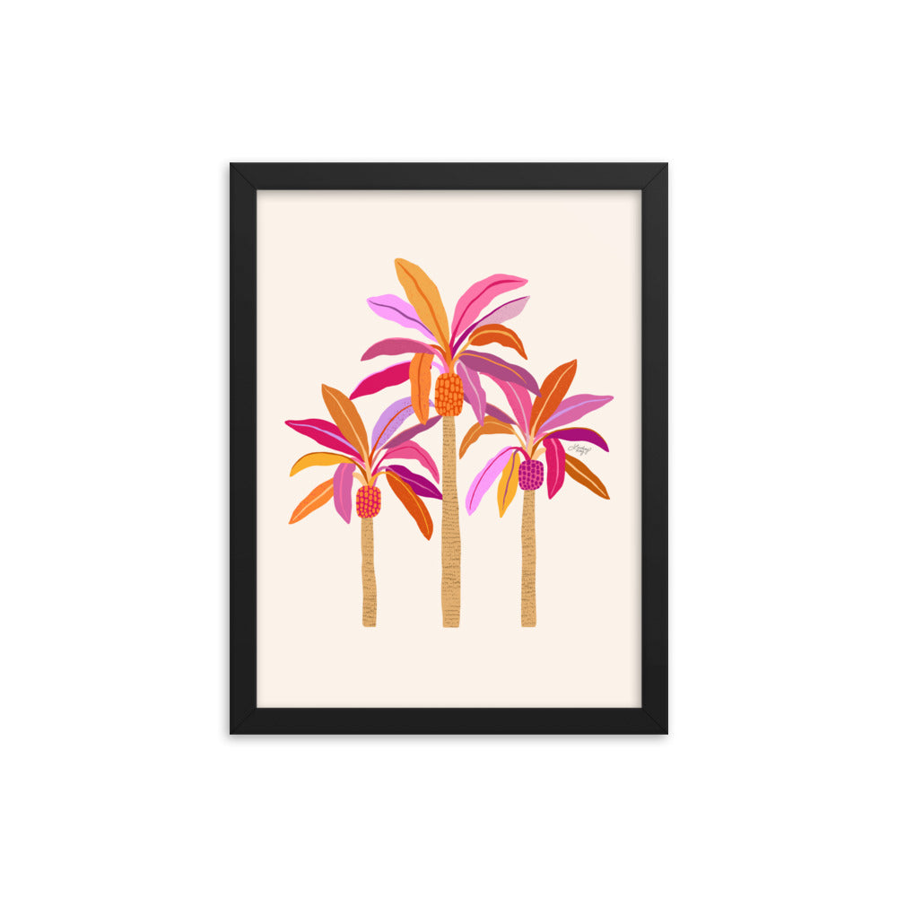 Palm Trees Illustration (Warm Palette) - Framed Matte Print