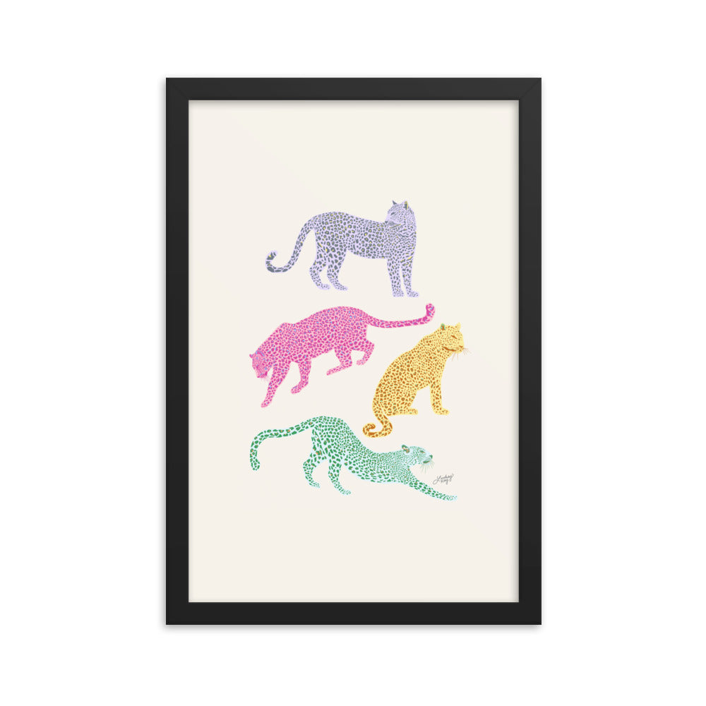 Colorful Leopards - Framed Matte Print
