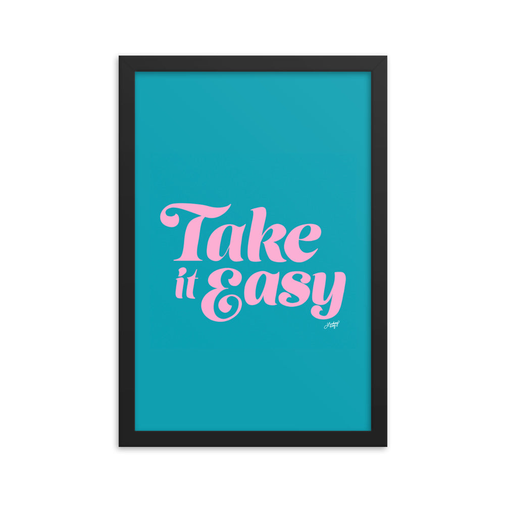 Take it Easy (Pink/Blue Palette - Framed Matte Print - Lindsey Kay Collective