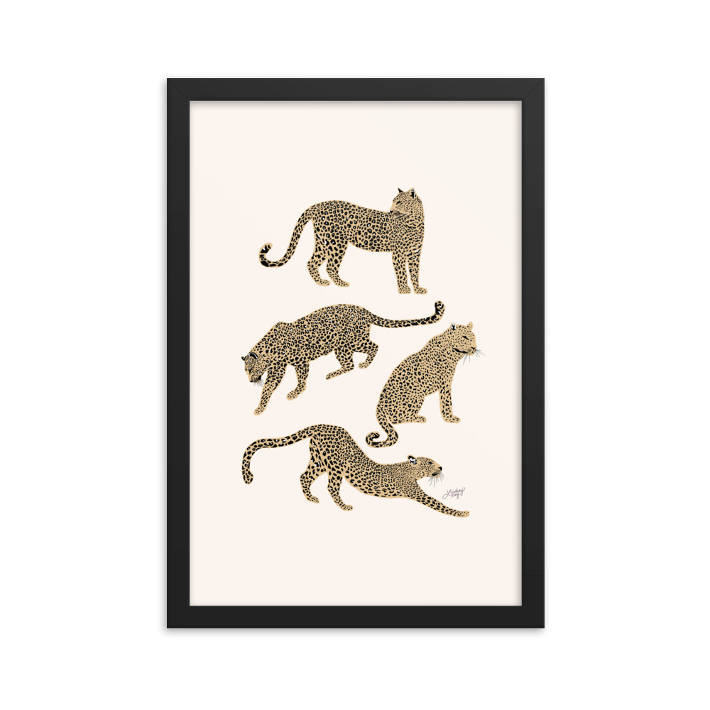 Leopards Illustration (Tan Palette) - Framed Matte Print - Lindsey Kay Collective