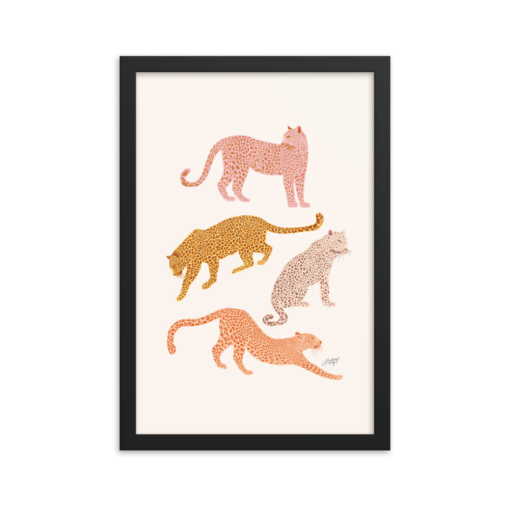 Leopards Illustration (Warm Palette) - Framed Matte Print - Lindsey Kay Collective