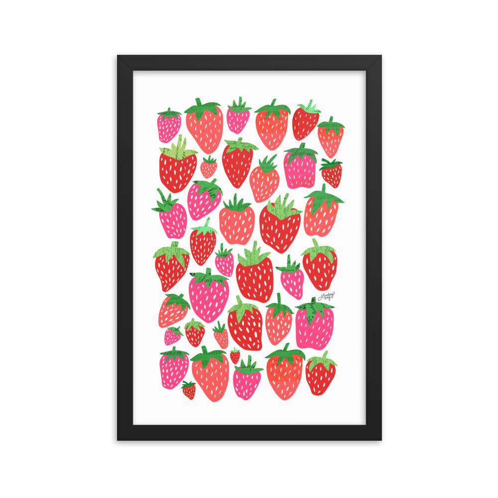 Illustration de fraises - Impression mate encadrée