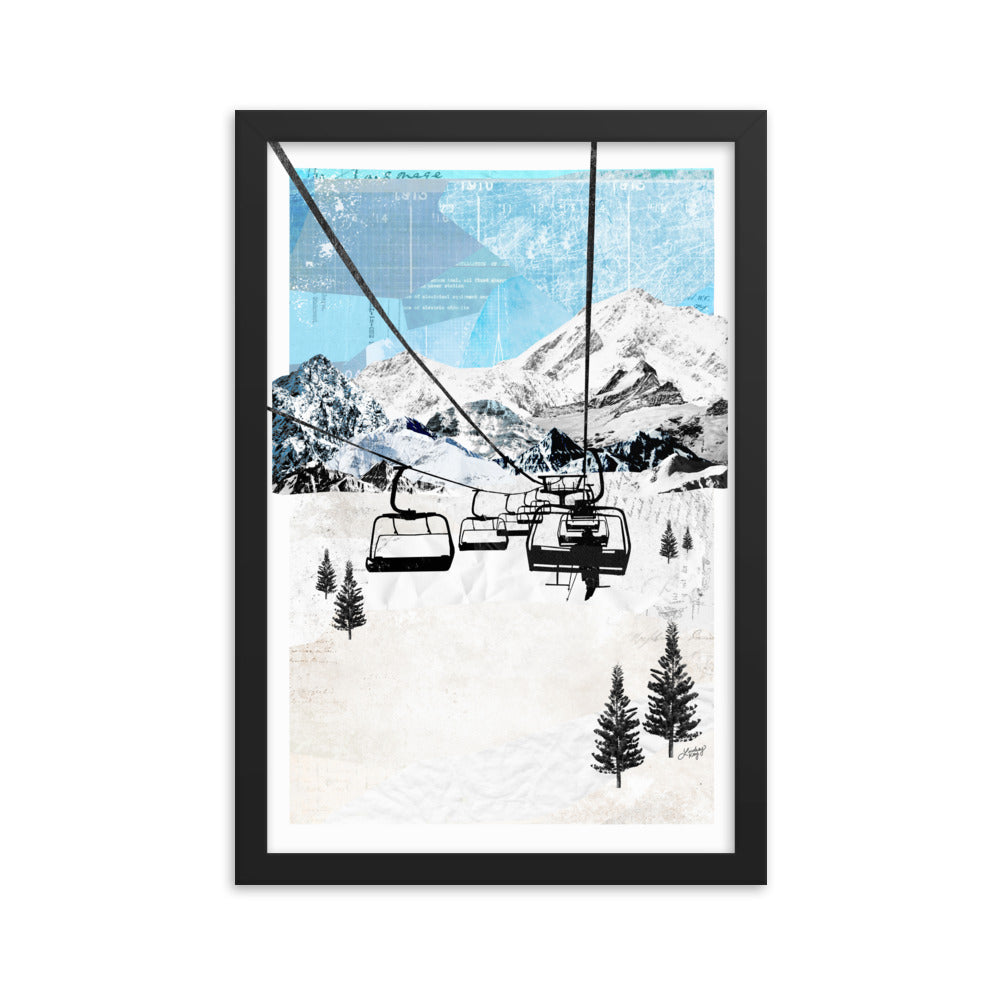 Mountain Chair Lift Landscape - Framed Art Print