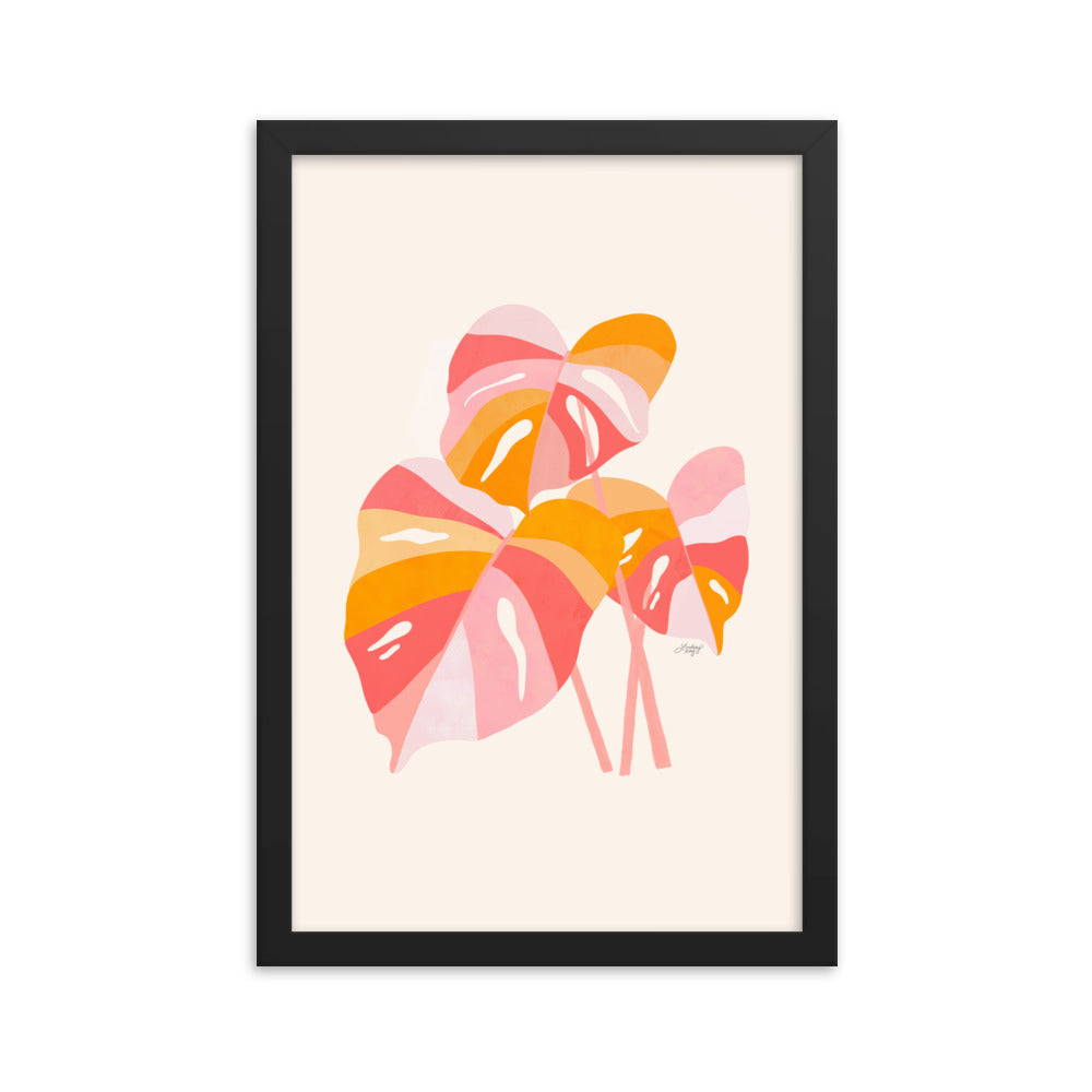 Monstera Plant (Warm Palette) - Impression mate encadrée