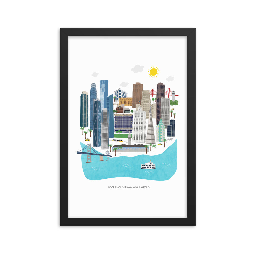 Illustration de San Francisco - Impression mate encadrée