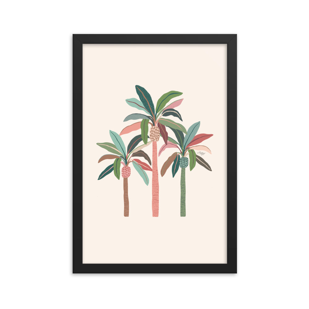 Illustration de palmiers (palette neutre) - Impression mate encadrée