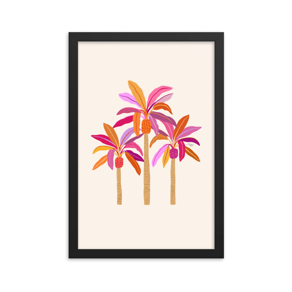 Palm Trees Illustration (Warm Palette) - Framed Matte Print
