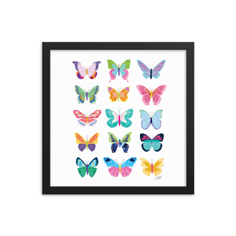 Colorful Butterflies Collage - Framed Matte Print - Lindsey Kay Collective