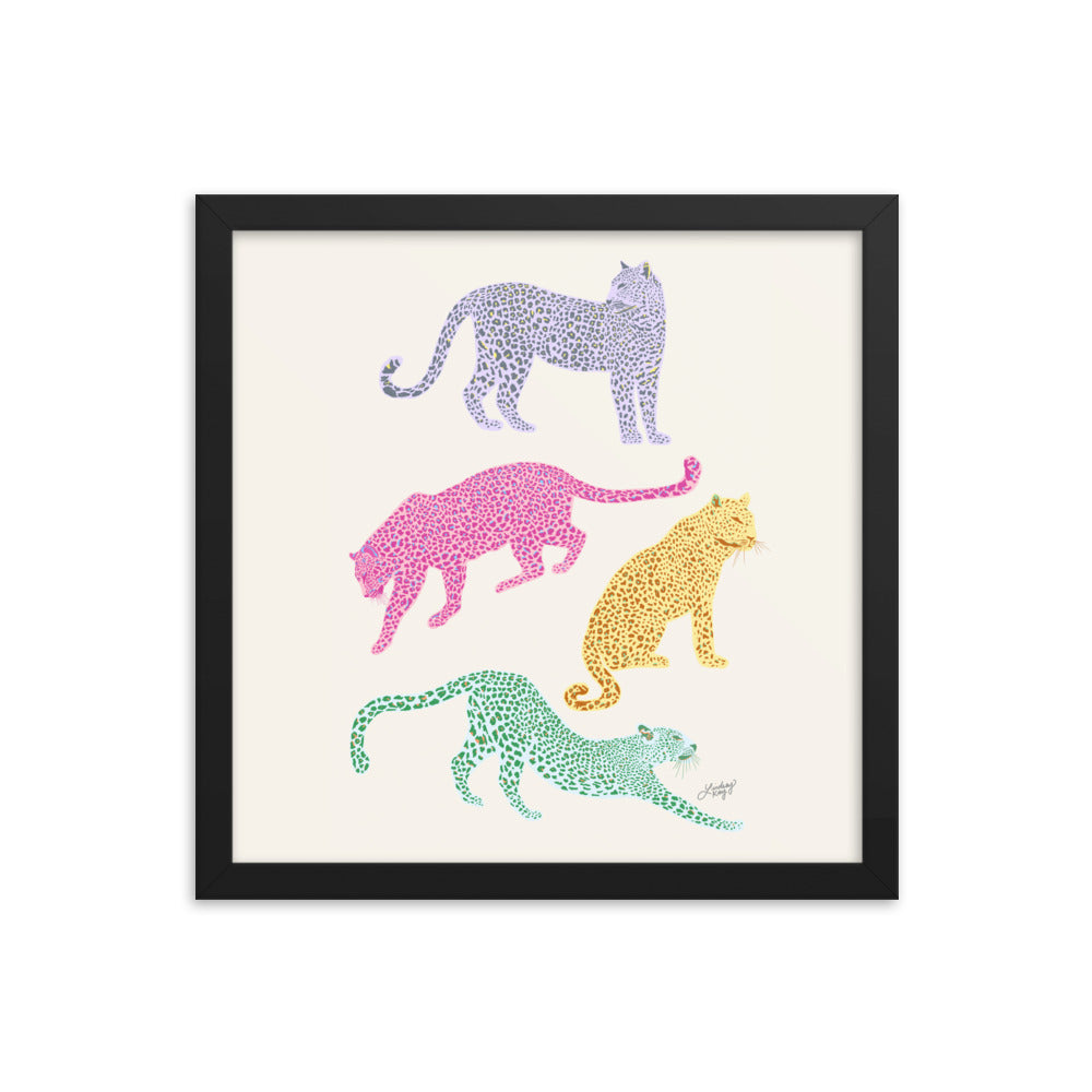 Colorful Leopards - Framed Matte Print