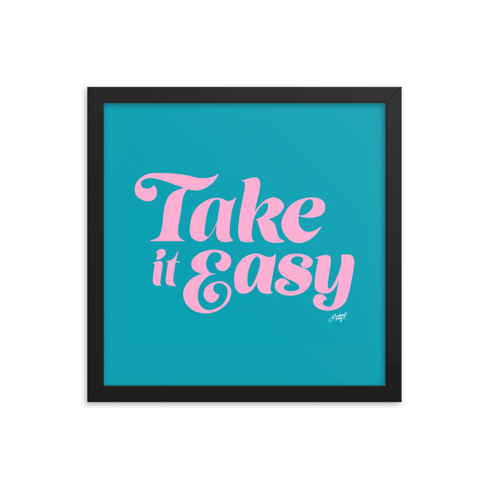 Take it Easy (Pink/Blue Palette - Framed Matte Print - Lindsey Kay Collective