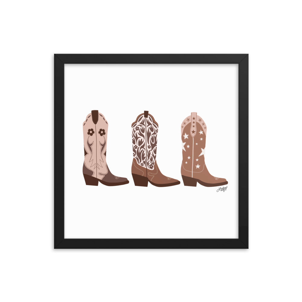 Illustration de bottes de cowboy (palette brune) - Impression mate encadrée
