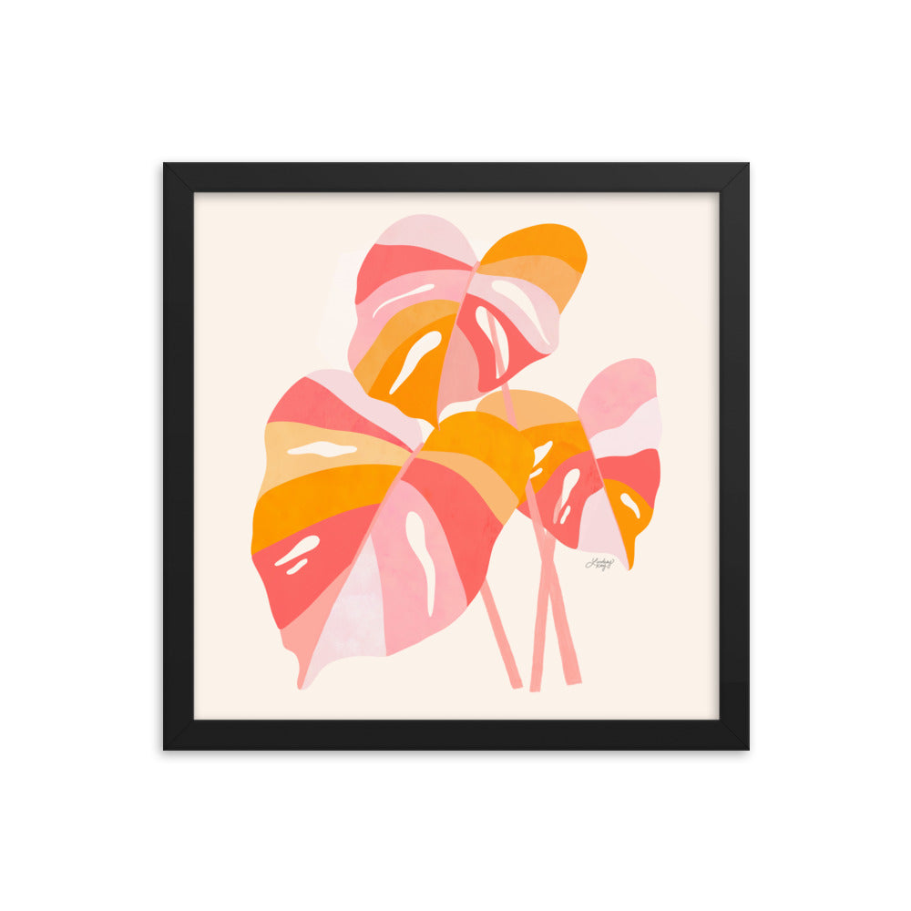 Monstera Plant (Warm Palette) - Impression mate encadrée