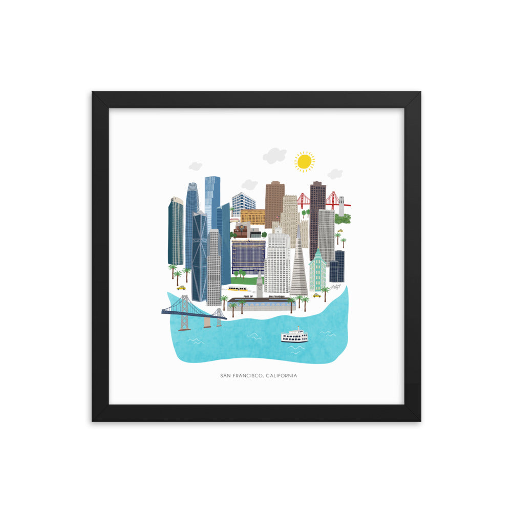 Illustration de San Francisco - Impression mate encadrée