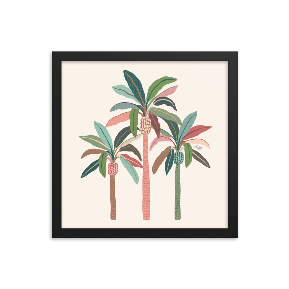 Illustration de palmiers (palette neutre) - Impression mate encadrée