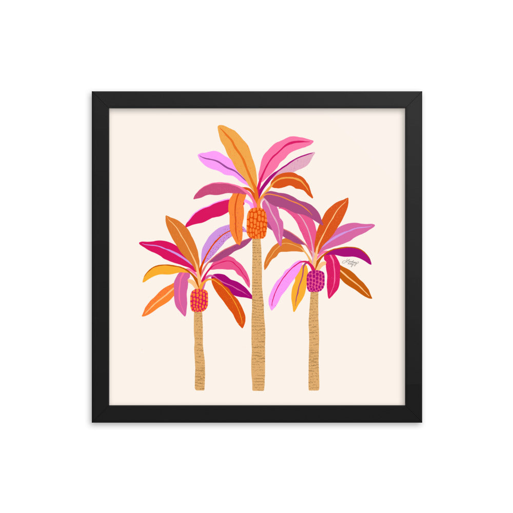 Palm Trees Illustration (Warm Palette) - Framed Matte Print