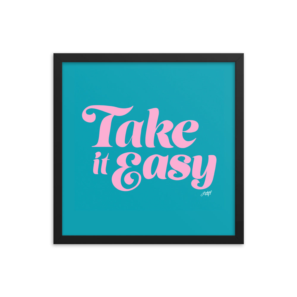 Take it Easy (Pink/Blue Palette - Framed Matte Print - Lindsey Kay Collective