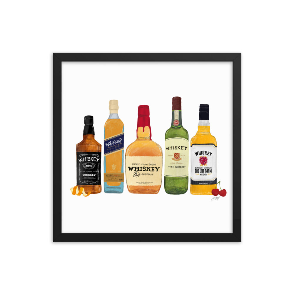 Whiskey Bottlees - Framed Matte Print - Lindsey Kay Collective