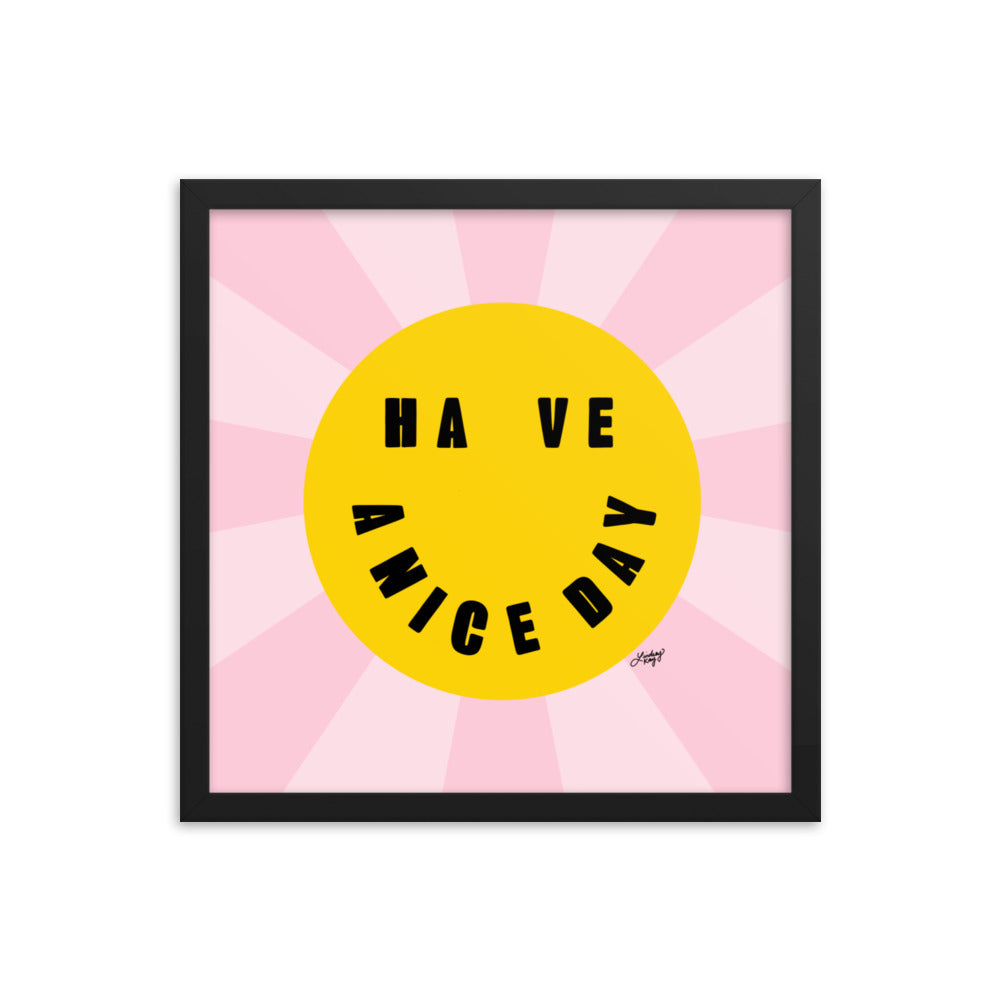 Bonne journée - Smiley Face - Impression mate encadrée
