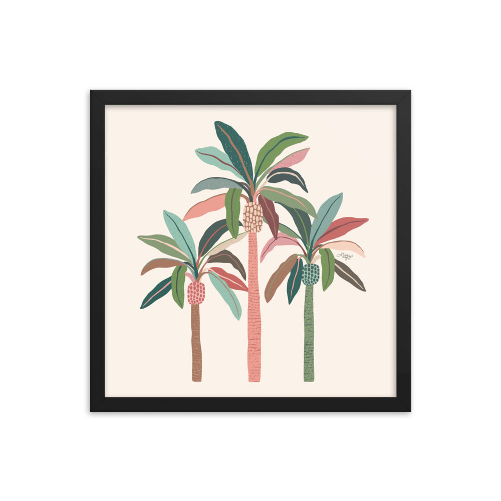 Illustration de palmiers (palette neutre) - Impression mate encadrée