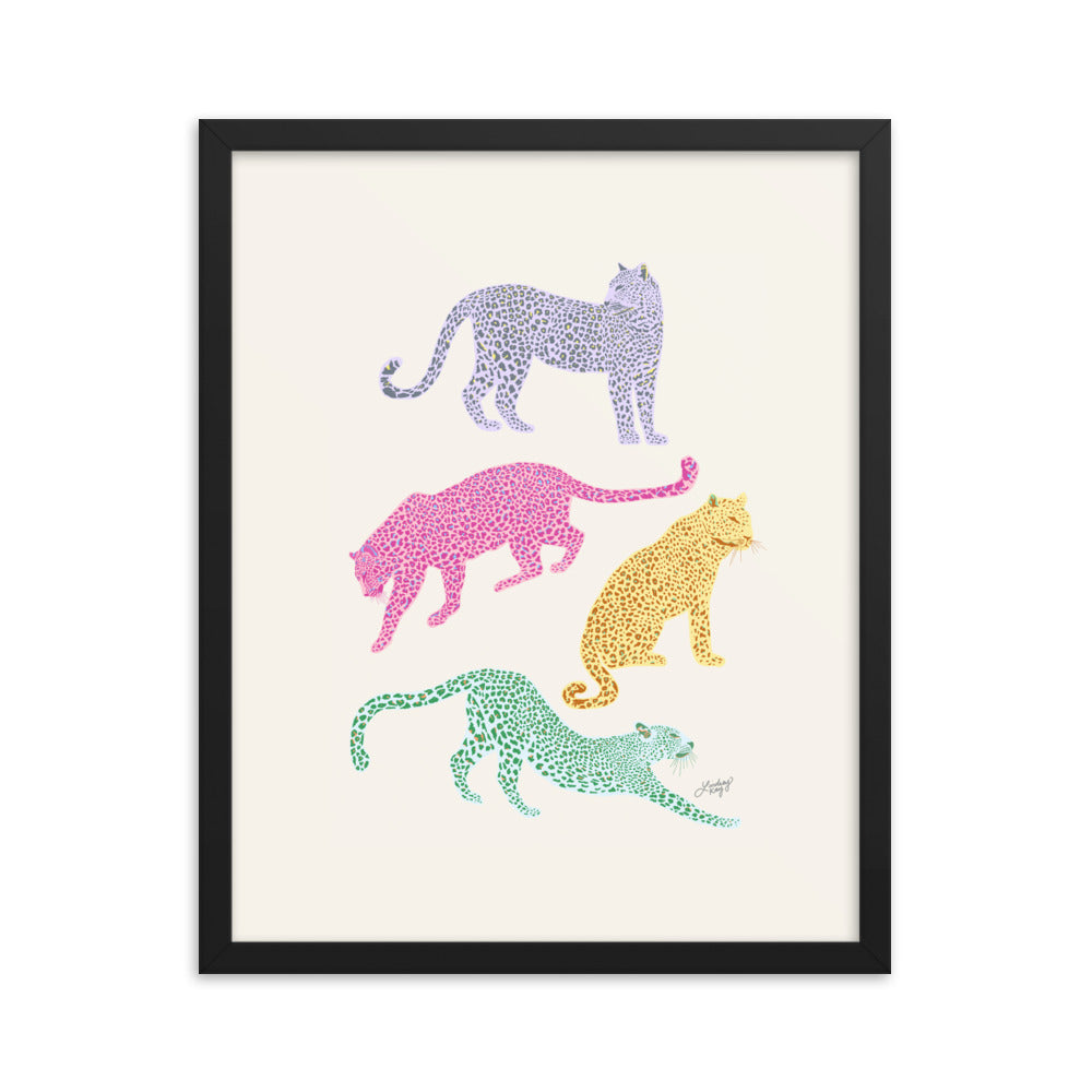 Colorful Leopards - Framed Matte Print