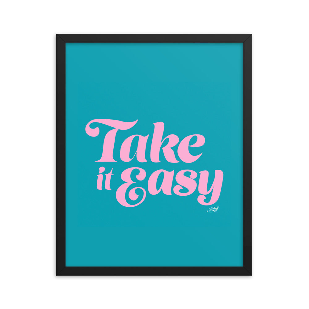 Take it Easy (Pink/Blue Palette - Framed Matte Print - Lindsey Kay Collective